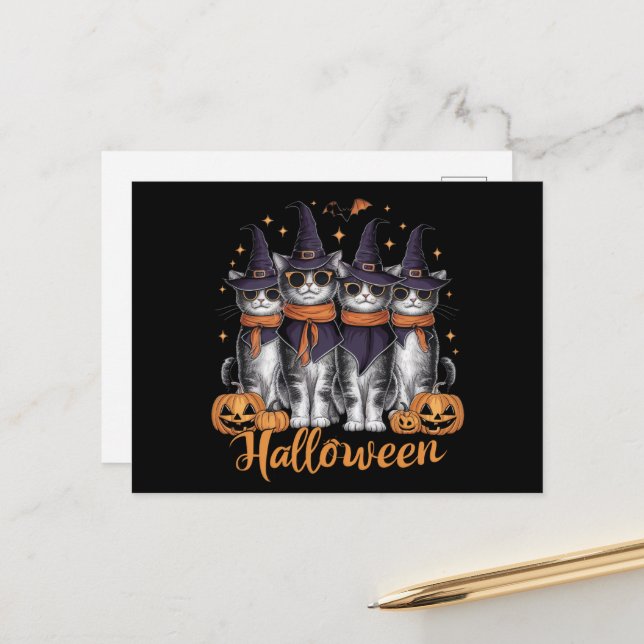 Coole Halloween-Katzen-Geschenke für ihr Töchterge Postkarte (Vorderseite/Rückseite Beispiel)