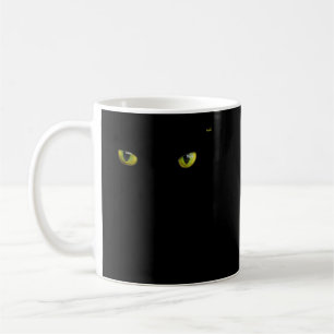 Coole Halloween-Katzenaugen gelb auf schwarzem Shi Kaffeetasse