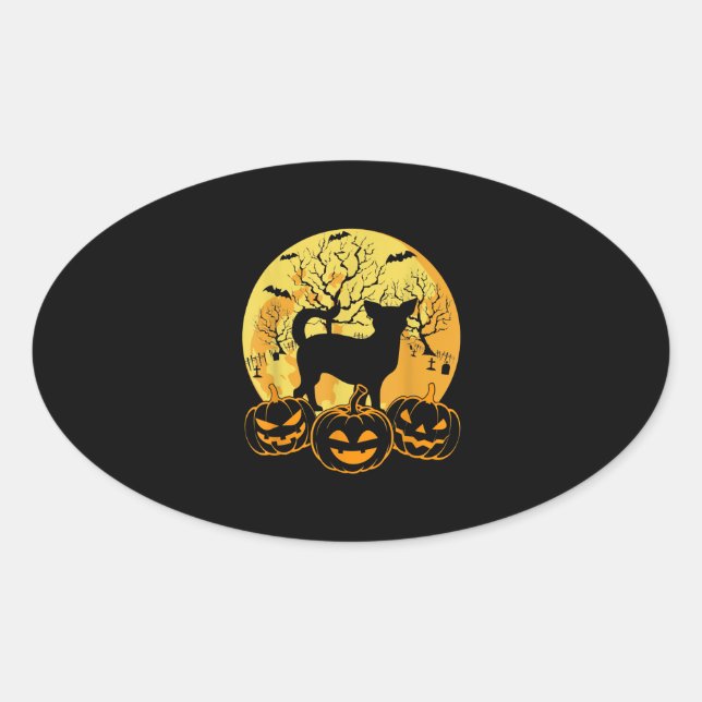 Coole Halloween Kostüme Chihuahua Dog Lover Ohrts Ovaler Aufkleber (Vorderseite)