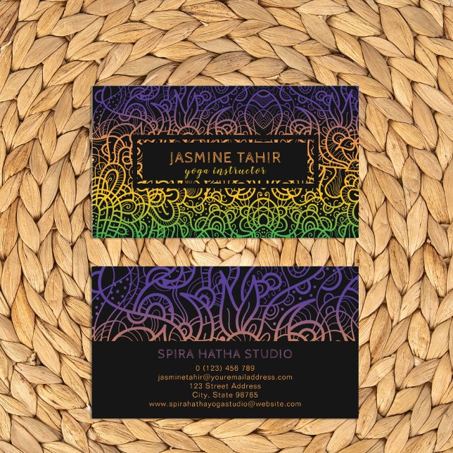 Coole Hand Drawn Doodle Yoga Instructor Visitenkarte (Von Creator hochgeladen)
