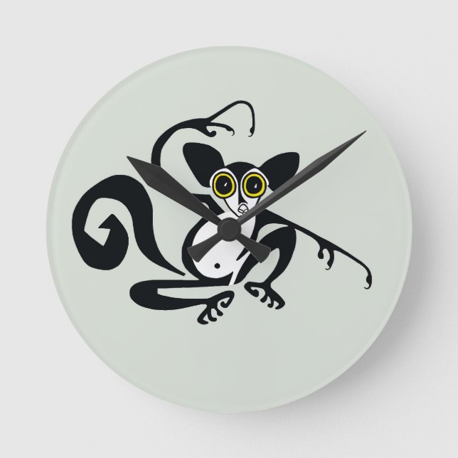 Coole handgezeichnete AYE-AYE - Wildtiere - Primat Runde Wanduhr (Vorderseite)