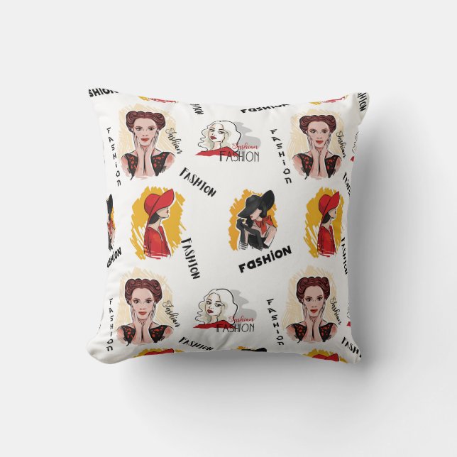 Coole Handzeichnungen für Frauenmode Kissen (Vorderseite)