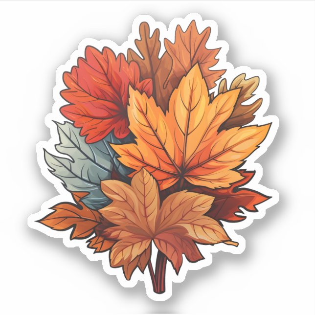 Coole Herbstfarben Blätter Erntedank Herbstmapel Aufkleber (Vorderseite)