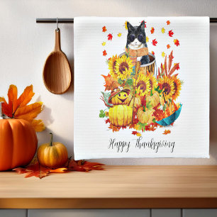 Coole Herbstkatze Geschirrtuch