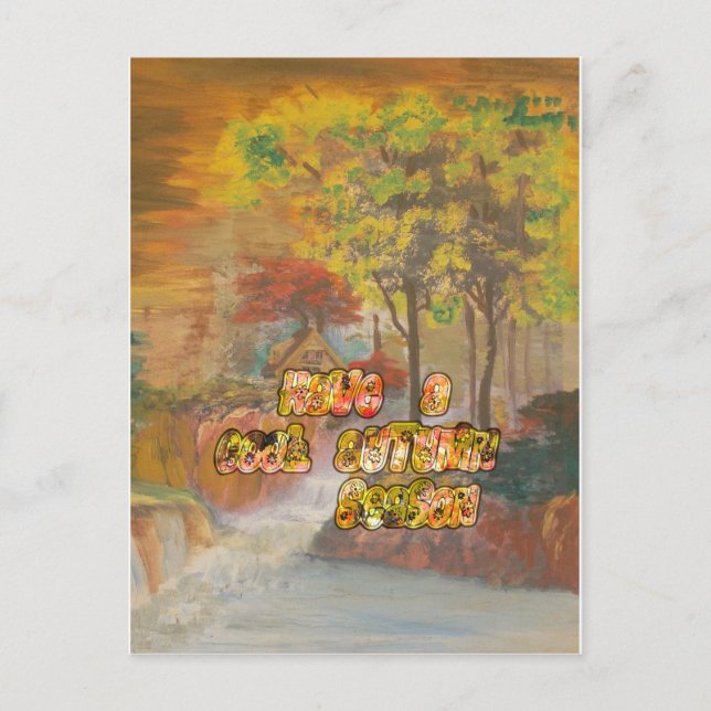Coole Herbstsaison Vintage Kunst drucken Postkarte (Vorderseite)