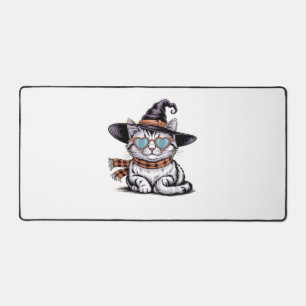 Coole Hexenkatze - Niedliches Halloween Kitty mit Schreibtischunterlage