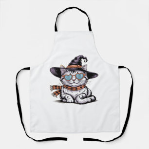 Coole Hexenkatze - Niedliches Halloween Kitty mit Schürze