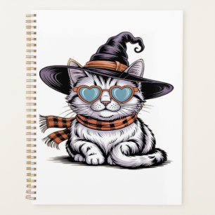 Coole Hexenkatze Süße Halloween-Katze mit Herzbri Planer