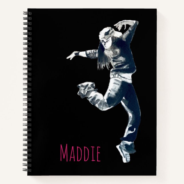 Coole Hip Hop Dancer Girl Illustration Notizbuch (Vorderseite)