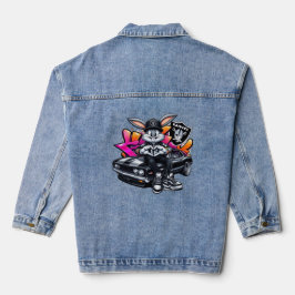 Coole Hip-Hop-Hasen-Grafik-Denimjacke Jeansjacke