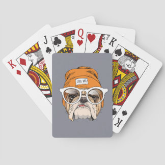 Coole Hipster-Bulldogge Spielkarten