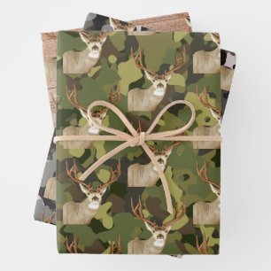 Coole Hirschknock-Camouflage Fischen Männer Geschenkpapier Set