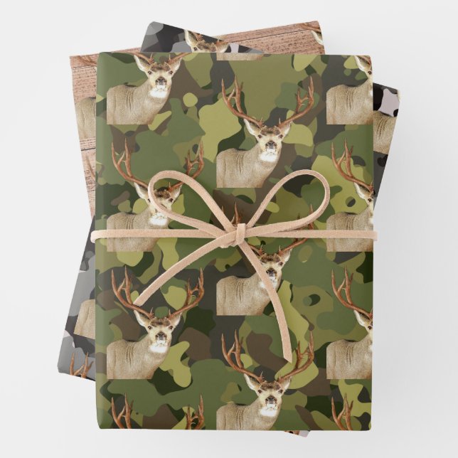 Coole Hirschknock-Camouflage Fischen Männer Geschenkpapier Set (Beispiel)