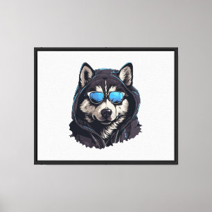 Coole "Hooded Wolf" gesteppte Canvas Print Leinwanddruck