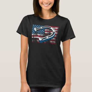 Coole Hufeisen-Wurf-USA-Flagge Lustiger US-Werfer  T-Shirt