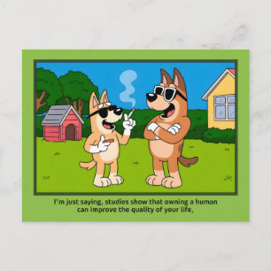 Coole Hunde besitzen Menschen Lustiges Cartoon-Zit Postkarte