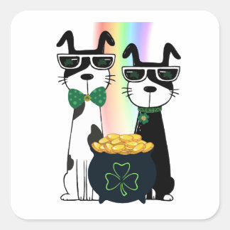 Coole Hunde mit Goldtopf Quadratischer Aufkleber