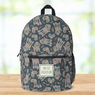 Coole Hunde mit Pflanzen Personalisierter Name Grü Bedruckter Rucksack