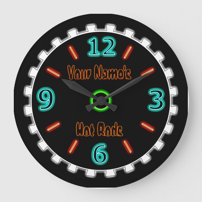 Coole Imitate des Rades Neon (Personalisiert) Große Wanduhr (Vorderseite)