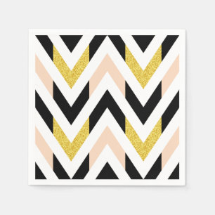 Coole Imitate Glitzer Gold, Schwarz, Pfirsichfarbe Serviette