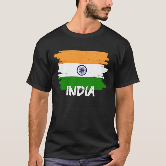 Coole indische Flagge T-Shirt (Vorderseite)