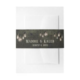 Coole industrielle Ziegel, Edison-Lichter Namen & Einladungsbanderole