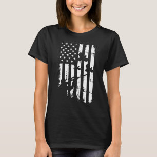 Coole Jäger Beunruhigt Vintage US-Flagge Entenjagd T-Shirt