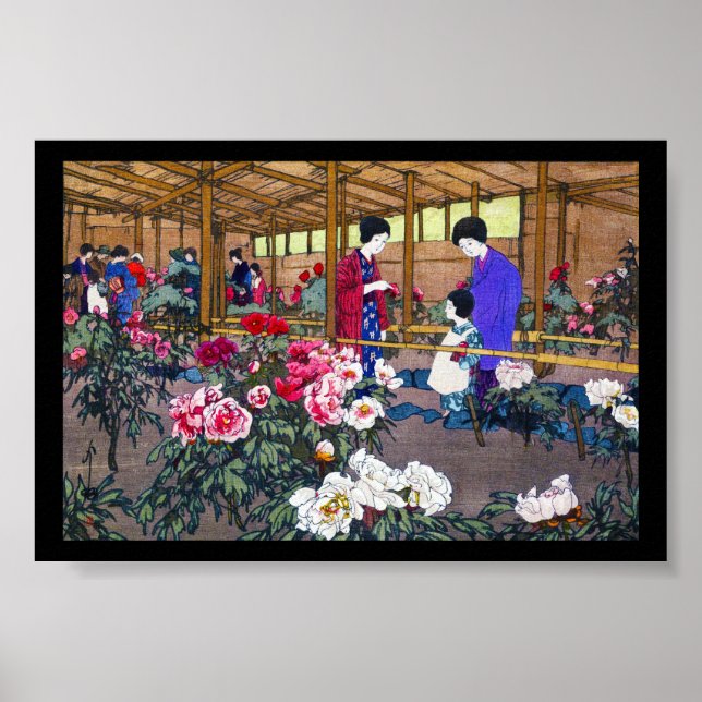 Coole japanische Blumengarten-Szene Poster (Vorne)