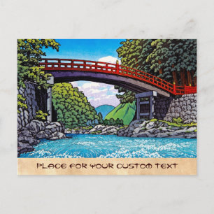 Coole japanische Großwaldbrücke Flusslandschaft Postkarte