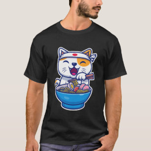 Coole japanische Ramen-Katze Illustration Neuheit T-Shirt