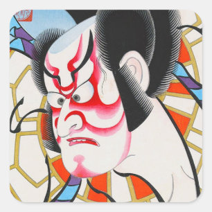 Coole japanische traditionelle Kabuki Make-Tadamas Quadratischer Aufkleber