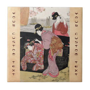 Coole japanische ukiyo-e Trio Geisha-Damenrolle Fliese
