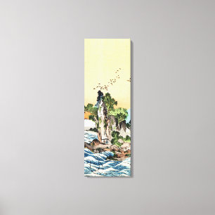 Coole japanische Vintage-Ukiyo-e-Meeresfelsendorf- Leinwanddruck