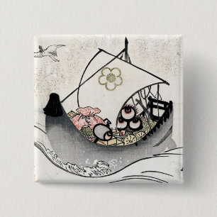 Coole japanische Vintage Ukiyo-e-mythos legendäre Button