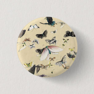 Coole japanische Vintage-Ukiyo-e-Schmetterlingsrol Button
