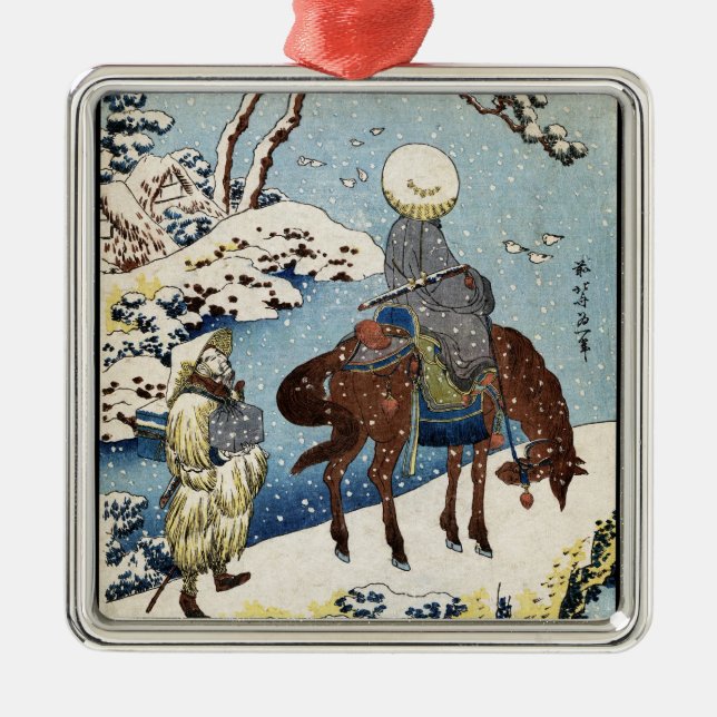 Coole japanische Vintage ukiyo-e Silbernes Ornament (Vorne)