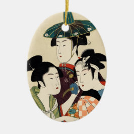 Coole japanische Vintage ukiyo-e Triodame Keramikornament