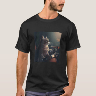 Coole Jazzy Schlagzeug spielende Katze Schlagzeuge T-Shirt