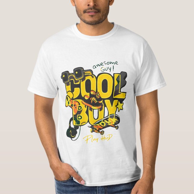 Coole Junge Typografie mit stilvollen Ikonen von H T-Shirt (Vorderseite)