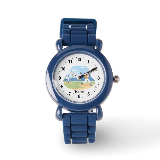 coole Jungen Baseball Sportbegeisterte Armbanduhr (Vorderseite)