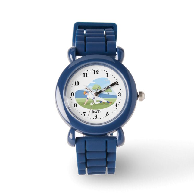 coole Jungen Baseball Sportbegeisterte geben Namen Armbanduhr (Vorderseite)