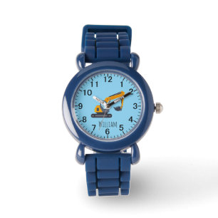 coole Jungen Bau LKW Bagger Name hinzufügen Armbanduhr
