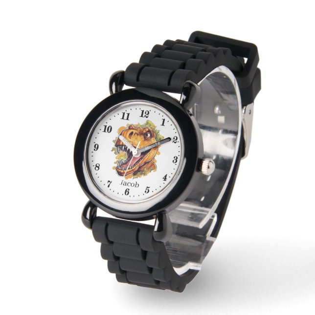 Coole Jungen Dinosaurier geben Namen Armbanduhr (Winkel)