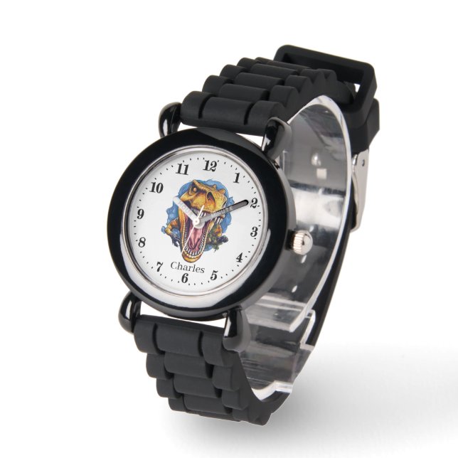 Coole Jungen Dinosaurier geben Namen Armbanduhr (Winkel)