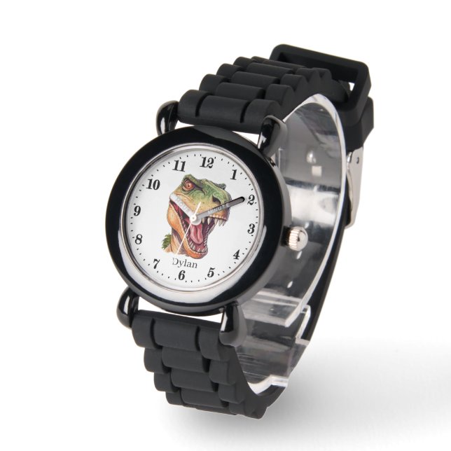 Coole Jungen Dinosaurier geben Namen Armbanduhr (Winkel)