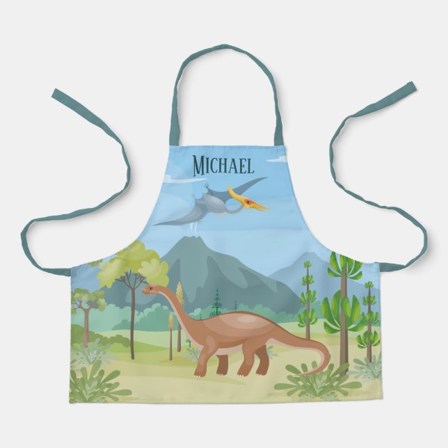 coole Jungen Dinosaurier geben Namen Schürze (Vorderseite)