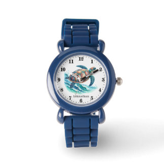 Coole Jungen Meeresschildkröten geben Namensaufzei Armbanduhr
