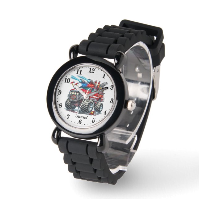 Coole Jungen Monster-LKW geben Namen Armbanduhr (Winkel)