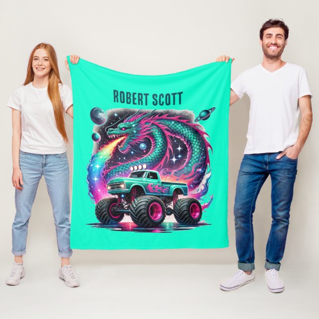 Coole Jungen Monster-LKW geben Namen Fleecedecke (Beispiel)