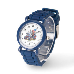 Coole Jungen Patriotic Traktor geben Namen Armbanduhr